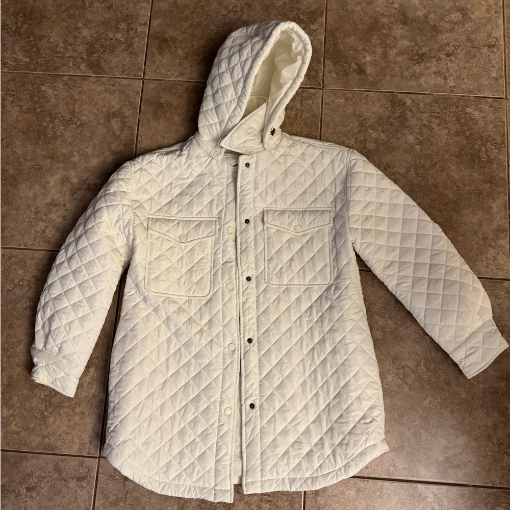 Lucky Brand Quilted Hooded Jacket in Cream